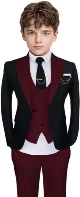 Chicos 3 Piezas Traje Formal Boda Baile de graduación Fiesta Esmoquin Trajes para Niños Chaleco Chaqueta Foto 1 de 4