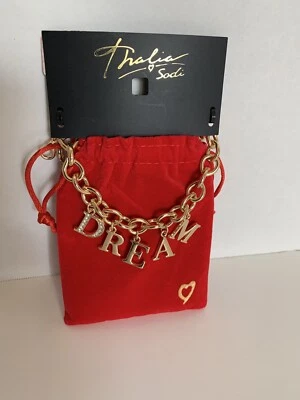 "Brazalete Thalia Sodi para mujer joyería de moda color dorado con dije de ensueño de 6 a 8""" Foto 1 de 4