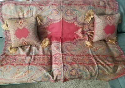 Винтажный шерсти пейсли Kashmere стиль плед шаль + 2 акцент пилы кисточки 59 «x 59» - Изображение 1 из 4