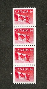 Canada - Scott 1695 - Coil Jump Strip of 4 Stamps - Flag - MNH - 1998 - Picture 1 of 1