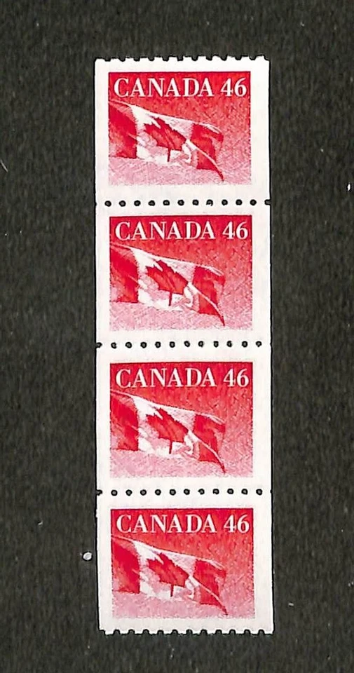 Canada - Scott 1695 - Coil Jump Strip of 4 Stamps - Flag - MNH - 1998 - Image 1 of 1