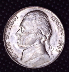 1945-P Jefferson "Guerra" Níquel Plata 5(C) Mejores Detalles #F203 - Imagen 1 de 2