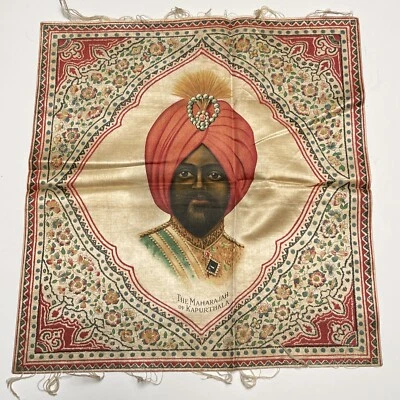 ANTIQUE SILK PRINT MAHARAJAH KAPURTHALA RARE PORTRAIT ICONIC Jagatjit Singh - Image 1 of 4