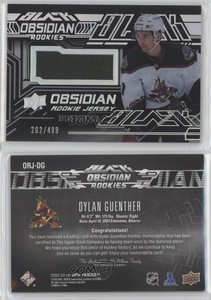 2022 SPx UD Black Obsidian Rookies Jersey /499 Dylan Guenther #ORJ-DG Rookie RC