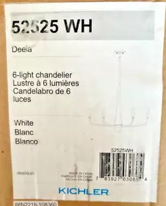 NEW IN BOX Kichler Deela 52525 WH 6-Light Chandelier White - Picture 1 of 2