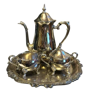 Sheridan Teeservice Silberschmied Taunton Kanne Milchkännchen Zuckerdose Tablett elegant - Bild 1 von 14