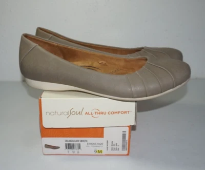 Zapatos planos de ballet Natural Soul Orlando pizarra lisa punta redonda para mujer talla 9 Foto 1 de 4