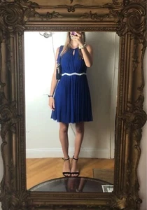 Abschlusskleid,Konfirmation, blau, Gr. XS, neu, Abiballkleid, Glitzerband, medi - Bild 1 von 8
