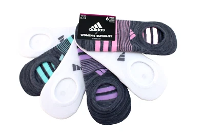 NWT ADIDAS Superlite Size 5-10 No-Show 6 Pr Various Color with Logo Women Sock - Image 1 of 4