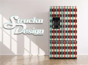 Cyan Red Crossing Wave Pattern Fridge Freezer Wrap Side Door Vinyl Decal - Picture 1 of 1