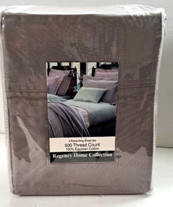 Regency Home Collection King 4pc sheet set Egyptian cotton 500 tc Gray - Picture 1 of 4