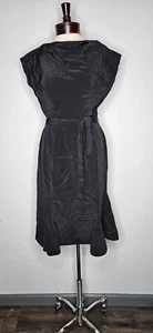 Vintage 1960s Parade New York Union Made Black Chiffon Cocktail Dress Size M - Picture 1 of 5