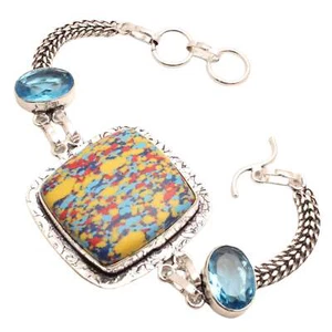 Mosaik Jaspis Edelstein Versilbert Armband Handmade Schmuck Geschenk 21 G BR812 - Bild 1 von 3