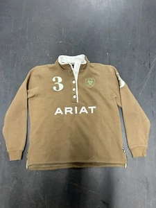 Ariat Women’s Sweatshirt 3 Adult Large Brown Henley Long Sleeve Mock Neck Button - Picture 1 of 6
