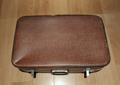 Vintage 60s Brown Black Checkered Suitcase Collectables - Image 1 of 4