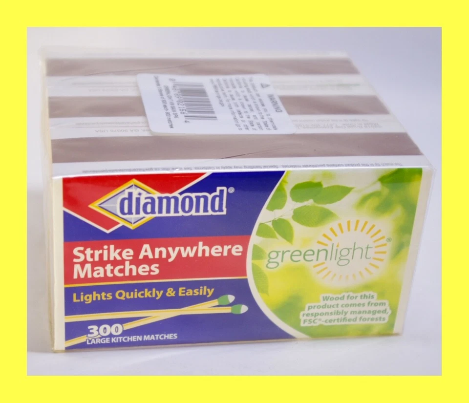 (3 x 300 per box) 900 Total! Diamond Greenlight Strike Anywhere Matches NEW!!! - Image 1 of 1