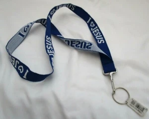 Royal Blue embroidery White Lettering I Love Jesus 15" lanyard w/ Device Holder - Picture 1 of 1
