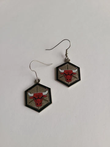 Chicago Bulls Dangle Earrings - "HEX" Silvertone Cover