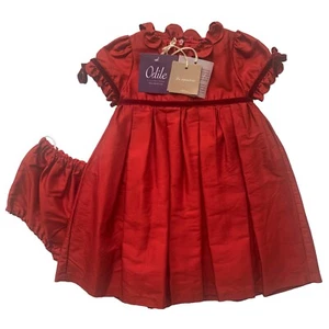 La Stupenderia Dress Baby Girl size 6M Red Silk Babydoll with Knickers Milano - Picture 1 of 12