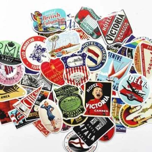 55 Retro Vintage altmodischer Stil Gepäckkoffer Reise Geschenk Aufkleber - Bild 1 von 11