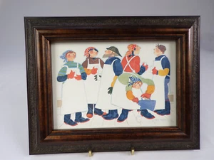 Rie Munoz Framed COFFEE BREAK Art Card Print Frame Size 7.5" x 9.5" Alaskan Art - Picture 1 of 6