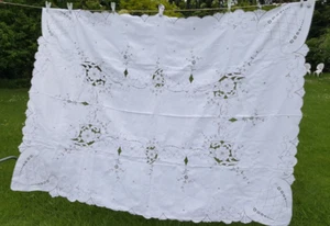 Madeira Cloth Tablecloth Cover Vintage Antique - Picture 1 of 12