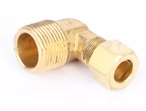 Brass Fairview 90° Elbow Tube Fitting, 1/2" Tube OD x 3/4" Male NPT - Picture 1 of 4