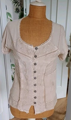"Coline" Blusenshirt Gr M, beige, Stickerei, Trachtenbluse - Bild 1 von 4