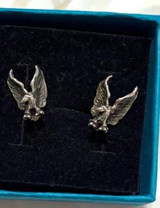 Vintage NAVAJO Sterling Silver Sculpted THUNDERBIRD EAGLES 925 Stud Earrings - Picture 1 of 3