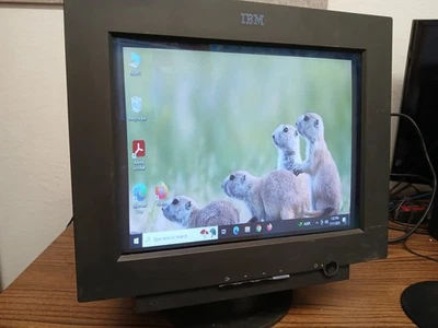 IBM 6627-4AN 19K4339 17" CRT Monitor 2002 Black w/ Swivel Stand TESTED! - Image 1 of 4