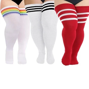 Plus Size Thigh High Socks Extra Long Leg Warmer Tube Socks Boot - Picture 1 of 20