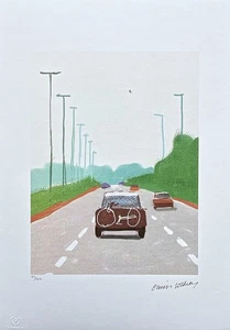DAVID HOCKNEY - Coche en carretera - firmado, edición numerada 60/500, 35x50cm - Imagen 1 de 4