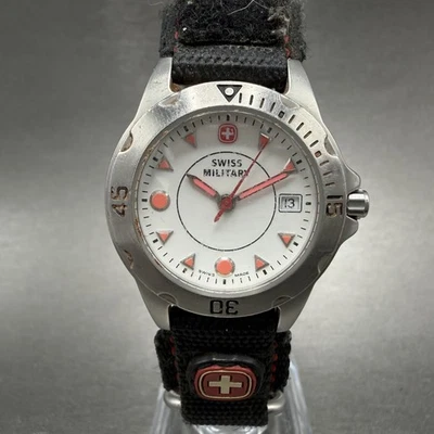 Reloj Militar Suizo Wenger Mujer 30mm Esfera Blanca Acero Fecha 7908X Batería Nueva Foto 1 de 4