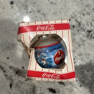 VTG 1993 COCA-COLA GlassBALL ORNAMENT W Polar Bears 3” IB - Picture 1 of 6