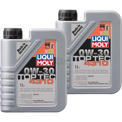 2x Liqui Moly Top Tec 4310 0W-30 aceite motor Acea C2 Fiat 9.55535-GS1 B71 2312 - Imagen 1 de 4