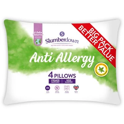 Pillow 4 Pack Firm Support Anti Allergy by Slumberdown