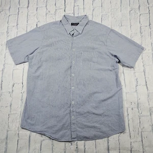 Roundtree Yorke MENS XLT Big Tall Short Sleeve Seersucker Shirt Blue Striped  - Picture 1 of 10