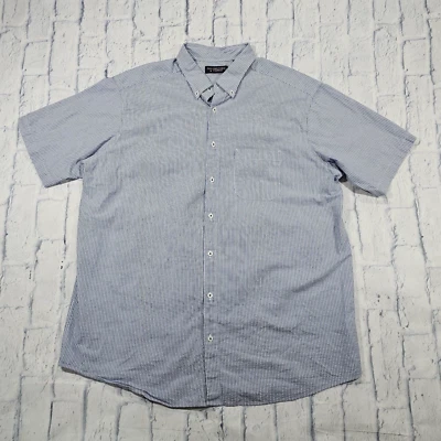 Roundtree Yorke MENS XLT Big Tall Short Sleeve Seersucker Shirt Blue Striped  - Image 1 of 4