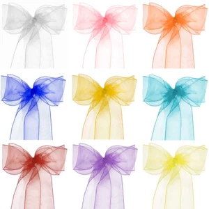 10/20/50/100/150 Stck. Organza Stuhlhusse Schärpe Schleife Hochzeit Party Veranstaltungsort Dekoration - Bild 1 von 14