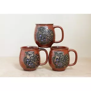 Handgeworfene Eule Tassen 3er Set/ OOAKArtisan Made Keramik Tassen/So ein Schrei! - Bild 1 von 10
