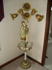 Art Nouveau Collection Francaise JB Hirsch or L&F Moreau Spelter Lamp French USA - Picture 1 of 10