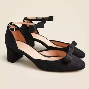 J. Crew | Millie Bow Tacones con correa al tobillo en moire - Imagen 1 de 9