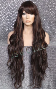 Peluca 40" Extra Larga Mezcla Cabello Humano Ondulada Completa Mezcla Marrón LAVADO NUEVA CON ETIQUETAS - Imagen 1 de 5
