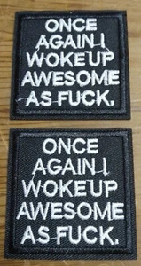 2 x AWESOME AS F**K  Embroidered Patchs Motif 5.7cm x 5.7cm, Iron-on Sew or Glue - Picture 1 of 1