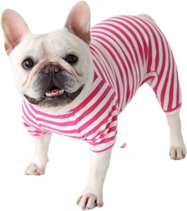 BT Bear Fat Dog Clothes,Dog Classic Striped Pajamas Red & White Striped - Picture 1 of 5