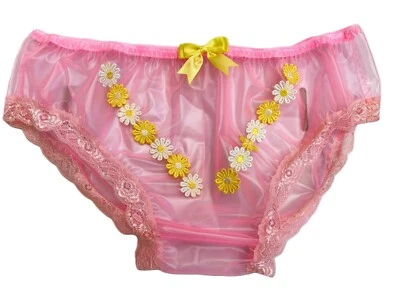 Sissy rosa PVC Höschen Gänseblümchen wasserdicht Kunststoff durchsichtig AB CD TV Handarbeit - Bild 1 von 4