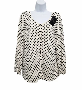 White House Black Market Cardigan Sweater Womens Size XL Polka Dot Button WHBM - Picture 1 of 7