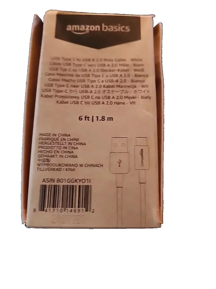 Usb Type -C to Usb A 2.0 6Ft/1.8M Amazon basics - Image 1 of 1