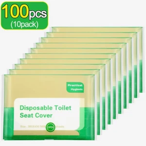 100 pcs -Biodegradable Disposable Toilet Seat Covers for travel Public restroom - Picture 1 of 8