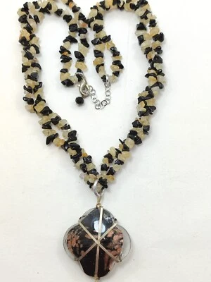 Collana Donna In Pietre Mix onice e Citrino L. 55 + Ciondolo In Onice  Mis.4 X 4 - Immagine 1 di 4